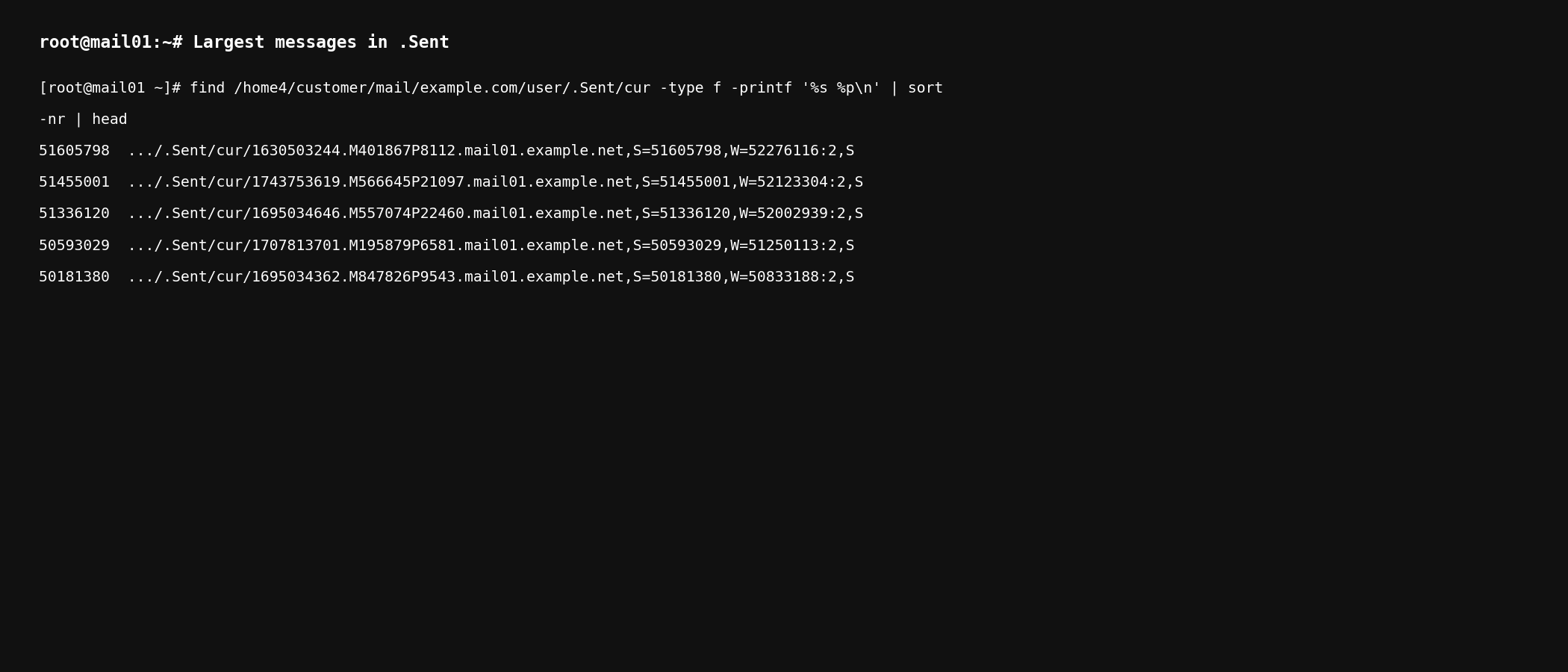 Large Maildir messages in Sent